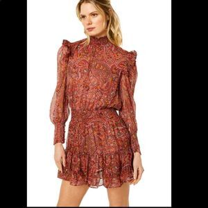 Misa Los Angeles Gianna Smocked Paisley Dress NWT